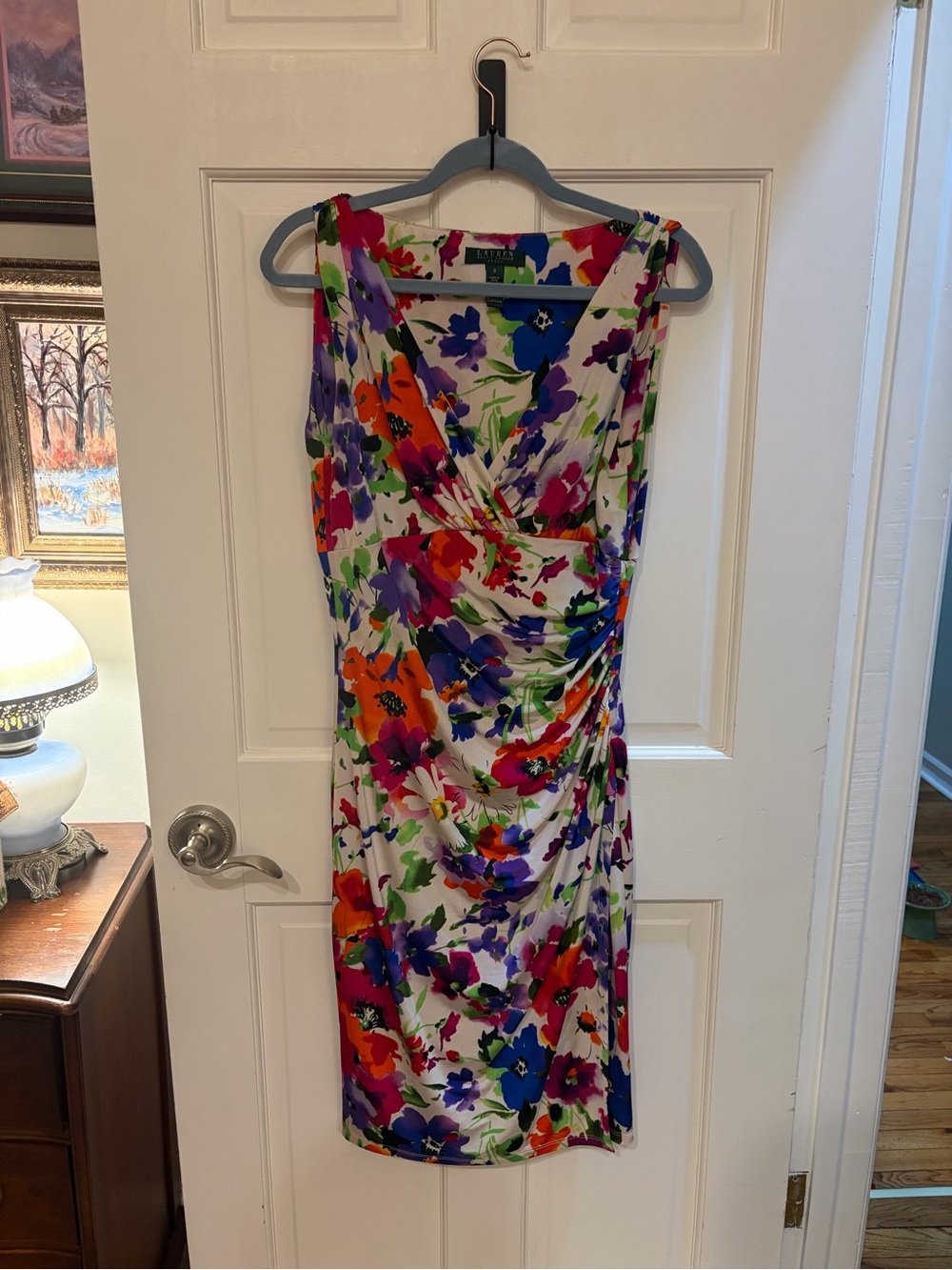 Lauren Ralph Lauren White Sheath Dress with Multicolor Floral Print